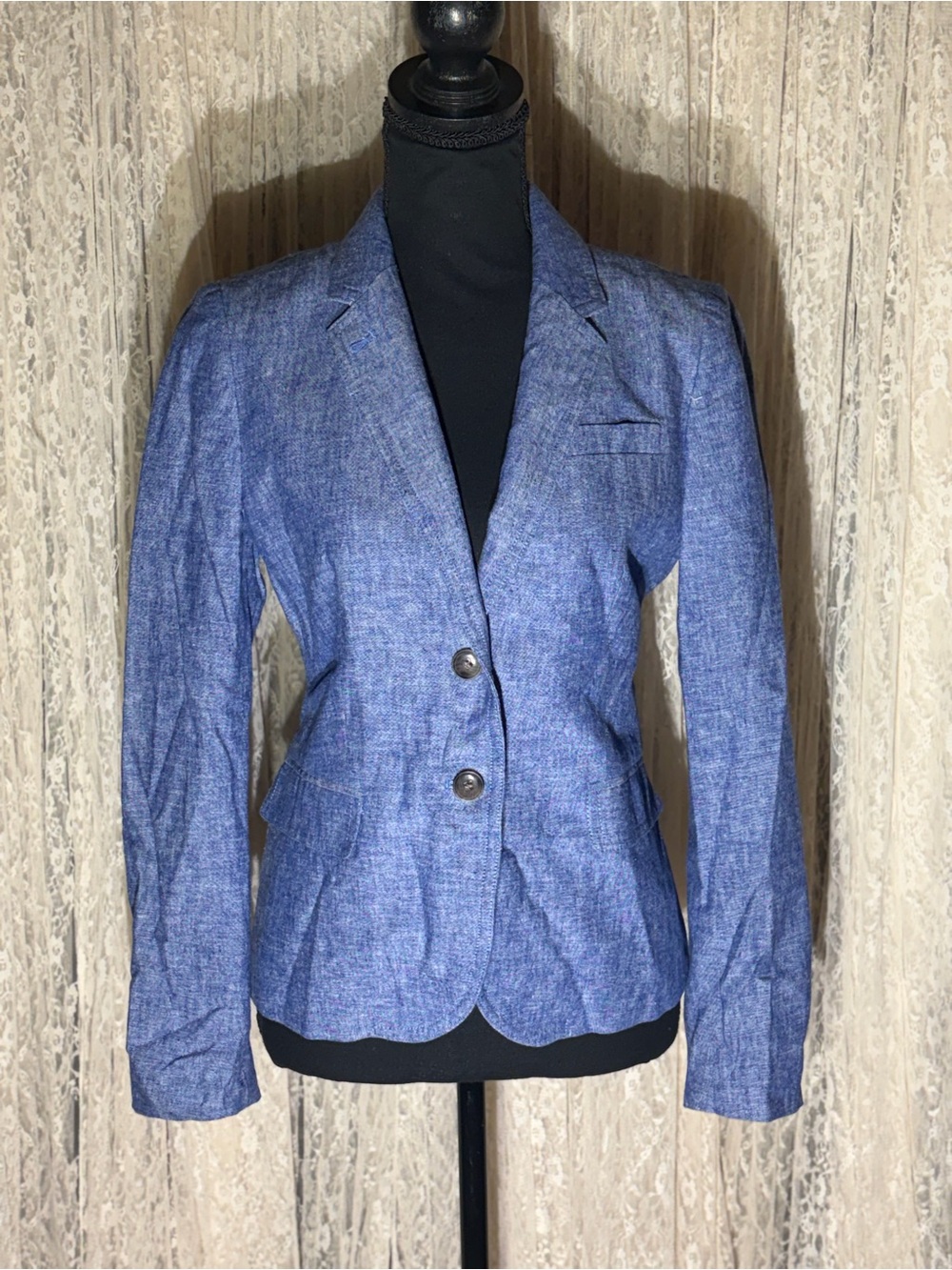 J. Crew Blue Textured Two-Button Blazer